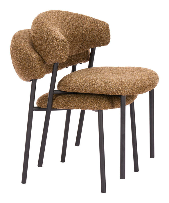 Fabric Open Back Dining Side Chairs (Set of 2) - Brown / Black