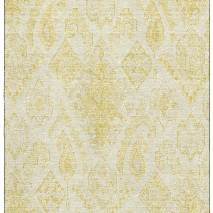 9' X 12' Moroccan Washable Area Rug With UV Protection - Gold And Ivory
