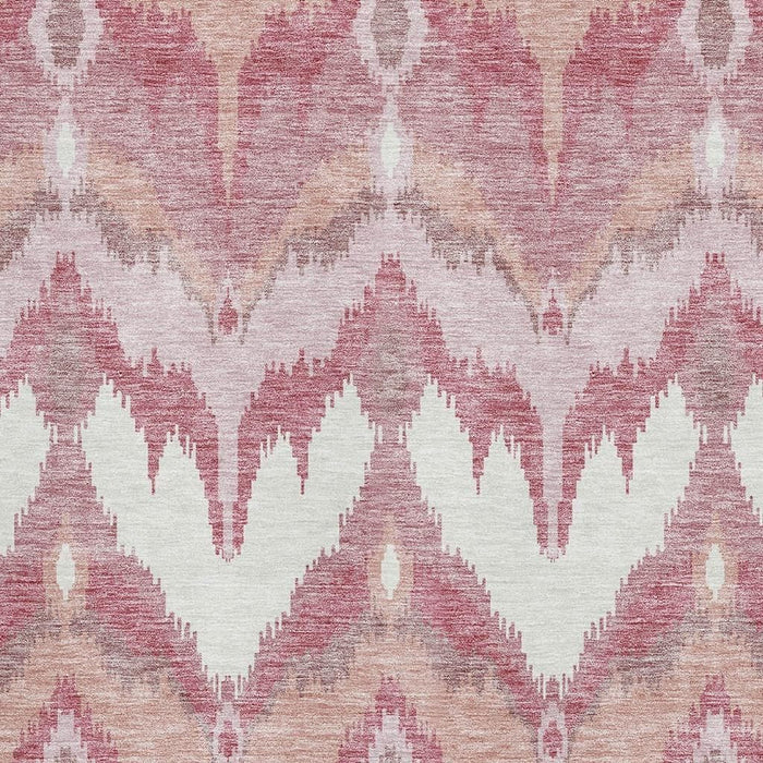 10' X 14' Ikat Washable Area Rug With UV Protection - Blush