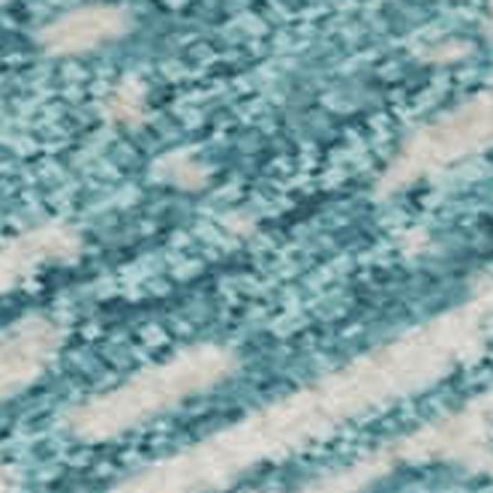 10' X 14' Striped Washable Area Rug With UV Protection (668199) - Teal / Ivory