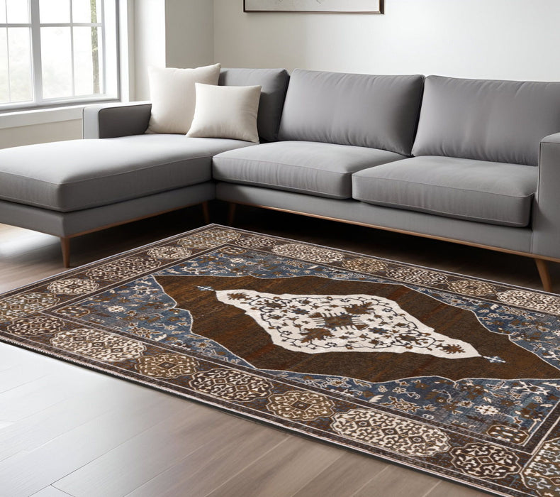 10' X 7' Medallion Area Rug - Gray And Blue