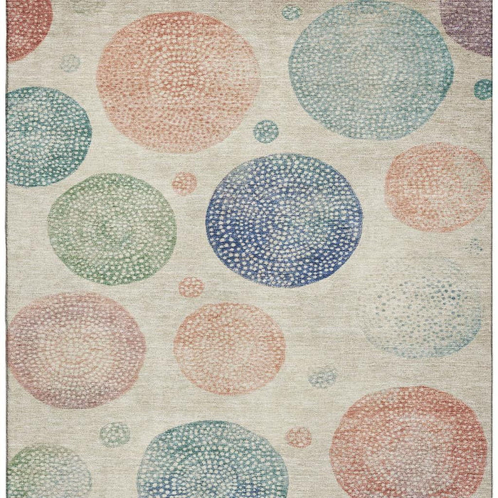 10' X 14' Geometric Washable Area Rug With UV Protection (707377) - Ivory / Blue / Peach