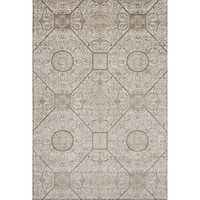 10' X 14' Geometric Washable Area Rug With UV Protection (700029) - Beige / Brown