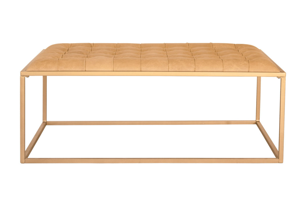 Leather Rectangular Coffee Table - Gold And Brown