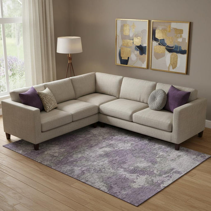 10' X 14' Abstract Washable Area Rug With UV Protection (710328) - Purple / Gray