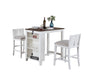 Giga Graham 3-piece small space counter height dining set with shelves and two chairs, ideal for compact dining areas.