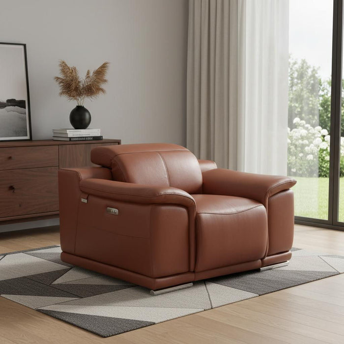 Mod Italian Leather Recliner Chair - Camel Brown