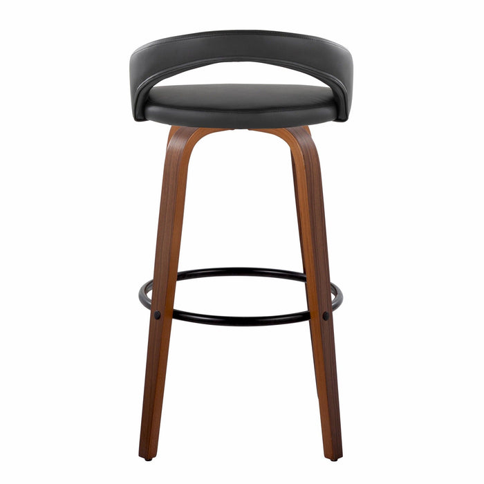 Grotto - Upholstered Fixed-Height Barstool (Set of 2) - Walnut Wood