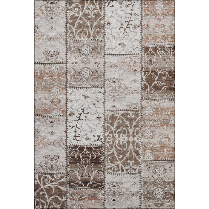 8' X 10' Patchwork Distressed Washable Area Rug With UV Protection (649550) - Beige / Ivory