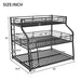 Giga black twin, full, or queen triple bunk bed with ladder and full-length guardrails, showcasing its sturdy structure and safety features.