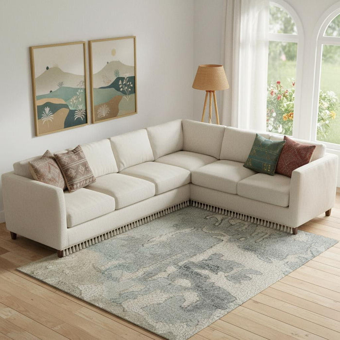 8' X 10' Abstract Hand Tufted Area Rug (722201) - Blue / Ivory