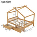Giga house style platform storage bed with headboard, footboard, two drawers, and roof design in a modern bedroom setting.