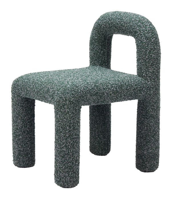 Upholstered Faux Fur Open Back Dining Side Chairs (Set of 2) - Green