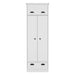 White Giga wardrobe dresser with upper storage, hanging clothes tube, two central shelves, and a bottom drawer.