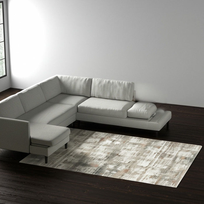 12' X 15' Abstract Distressed Area Rug - Ivory