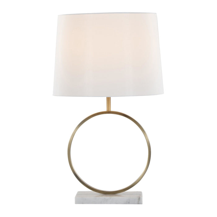Moon - Table Lamp - White Marble, Gold Metal And White Shade