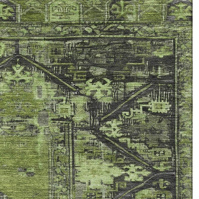 10' X 14' Oriental Washable Area Rug With UV Protection (699328) - Olive Green / Charcoal