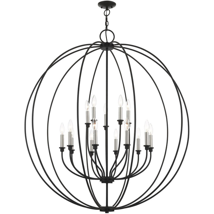 48" Multi Light Dimmable Chandelier With Shades - Black