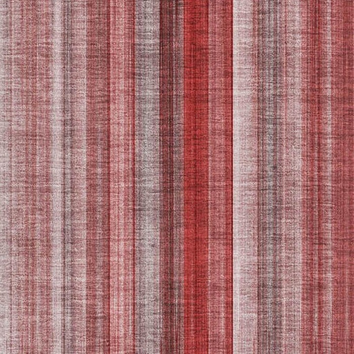 9' X 12' Striped Washable Area Rug With UV Protection (648411) - Red / Ivory
