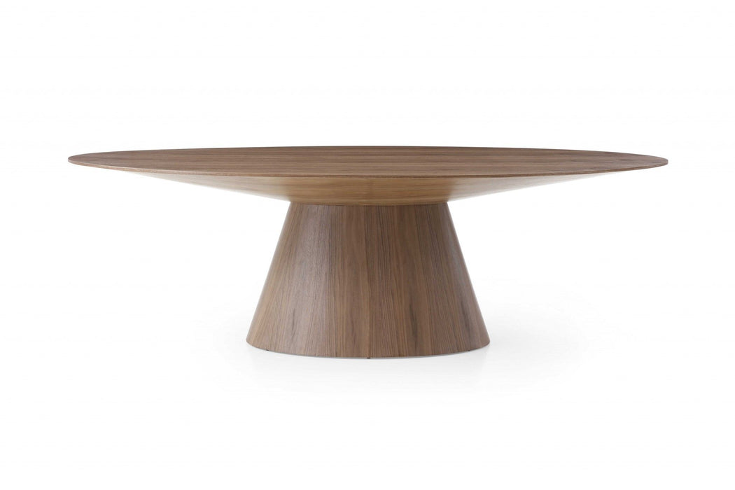 95" Oval Solid Wood Pedestal Base Dining Table - Brown