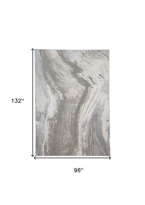 8' x 11' Abstract Power Loom Area Rug - Blue And Gray
