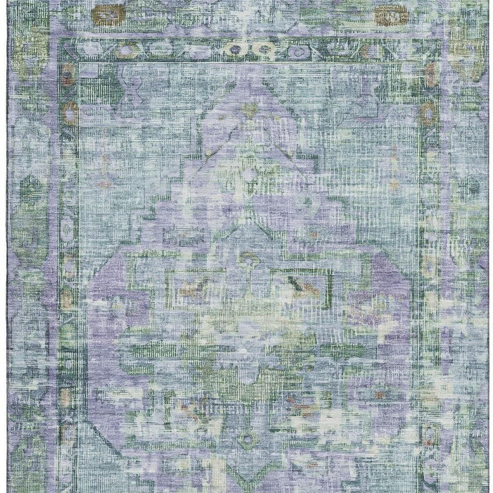 10' X 14' Oriental Washable Area Rug With UV Protection (699436) - Teal / Lavender / Green