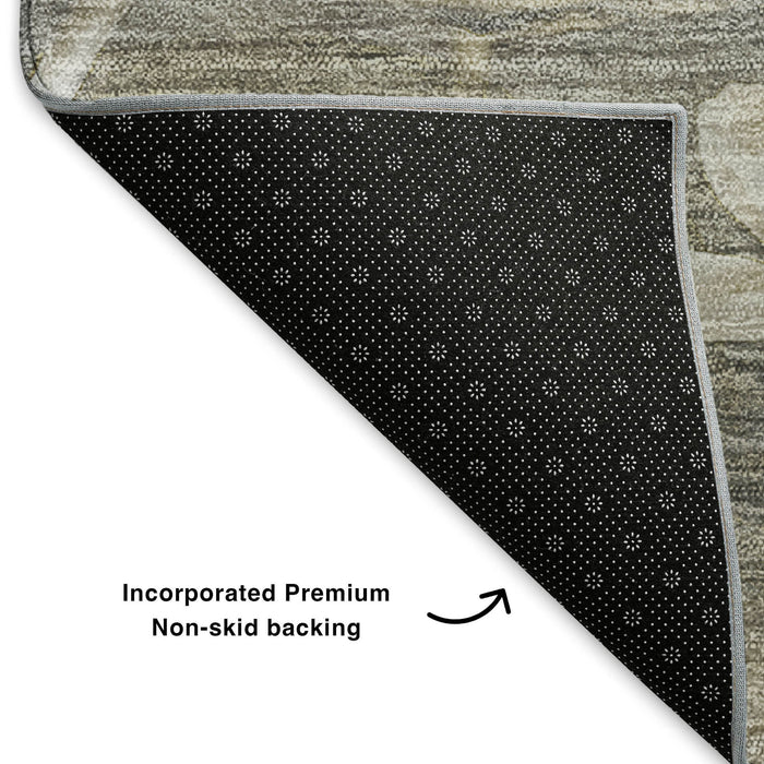 10' X 14' Floral Washable Area Rug With UV Protection (651262) - Beige / Gray / Ivory