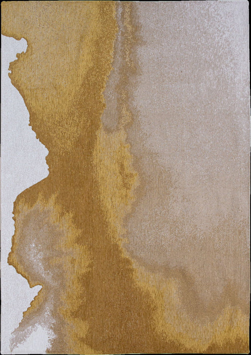 3' x 5' Abstract Non Skid Area Rug - Yellow And Gray