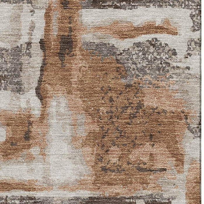 10' X 14' Abstract Washable Area Rug With UV Protection (714655) - Rust / Brown