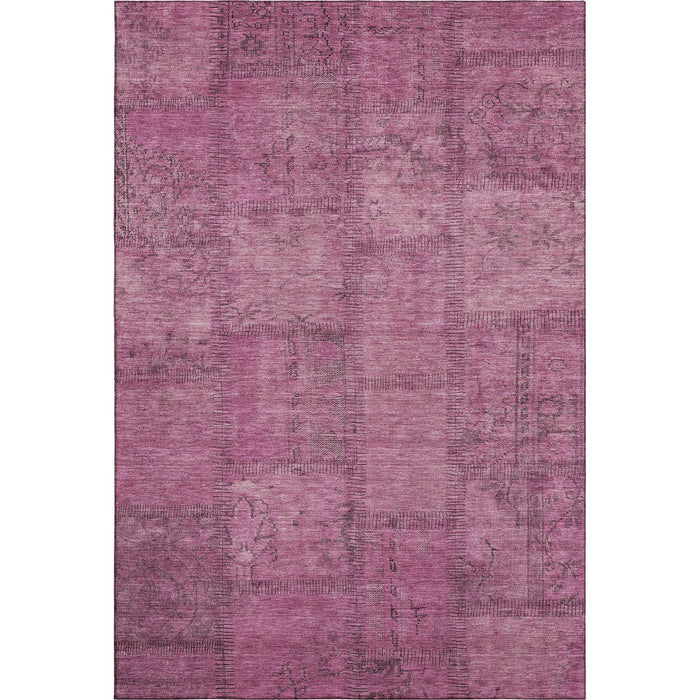 10' X 14' Patchwork Washable Area Rug With UV Protection (656136) - Blush / Gray
