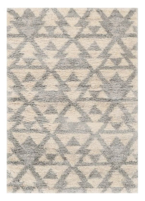 8' x 10' Machine Woven Geometric Indoor Area Rug - Ivory Gray