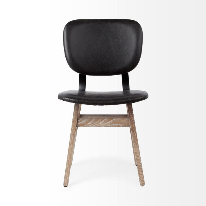 Upholstered Faux leather Open Back Side Chairs (Set of 2) - Brown / Black