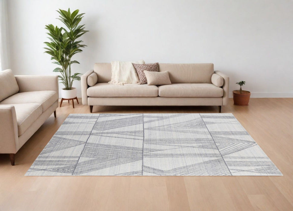 8' x 10' Abstract Hand Woven Area Rug - Black And Ivory