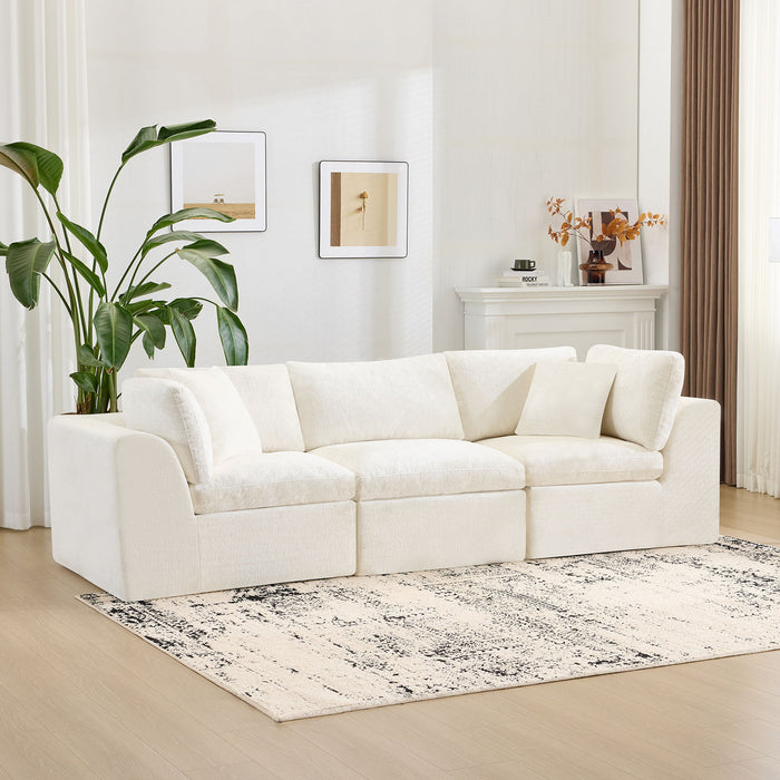 Chenille Modular Sofa Chaise With Toss Pillows (725205) - Beige