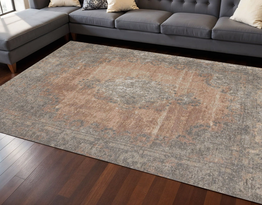 8' X 11' Medallion Area Rug (660077) - Gray / Pink