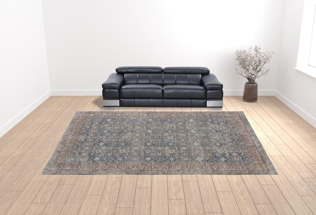 12' x 15' Floral Power Loom Stain Resistant Area Rug - Blue And Red