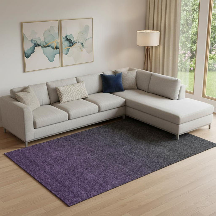 10' X 14' Ombre Washable Area Rug With UV Protection (667312) - Eggplant / Charcoal