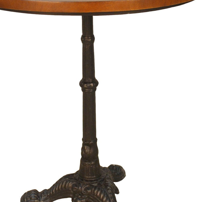 30" Rounded Solid Wood And Iron Pedestal Base Dining Table - Chestnut
