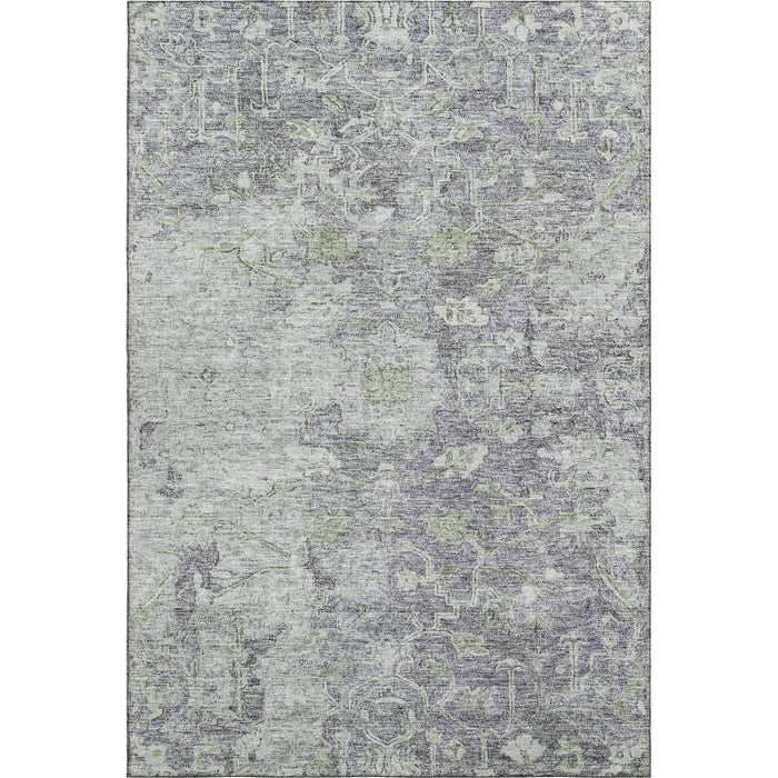 8' X 10' Floral Washable Area Rug With UV Protection - Plum And Purple