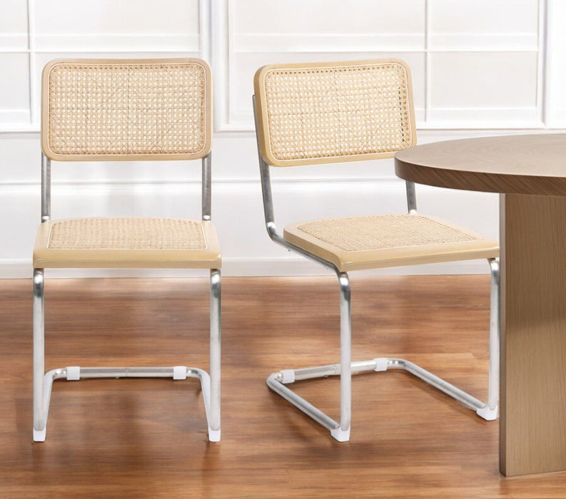 Steel Open Back Dining Side Chairs (Set of 2) - Natural