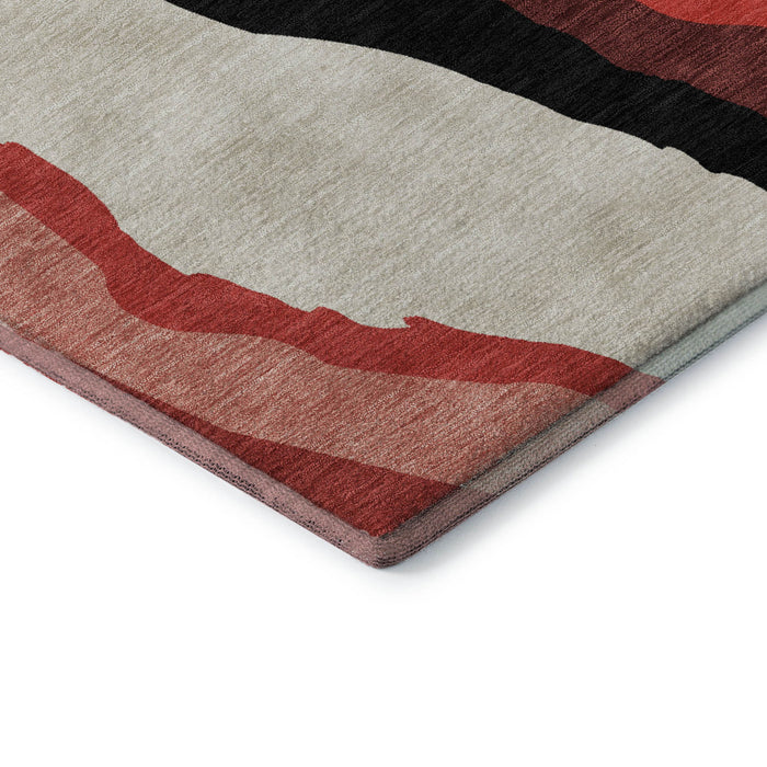 10' X 14' Abstract Washable Area Rug With UV Protection (682151) - Red / Black / Ivory