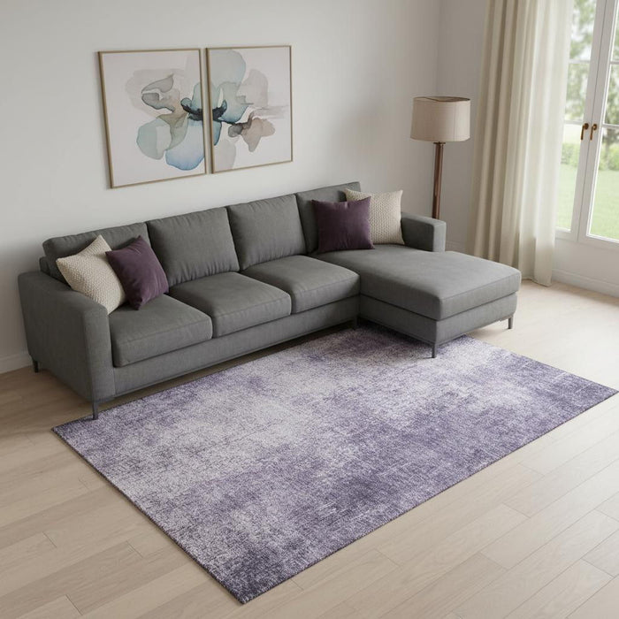 10' X 14' Abstract Washable Area Rug With UV Protection (707611) - Lavender / Gray
