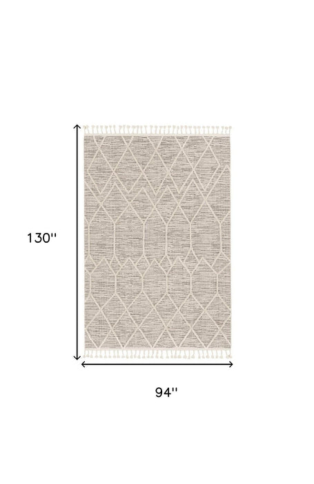8' x 11' Machine Woven Geometric Indoor Area Rug - Ivory Gray
