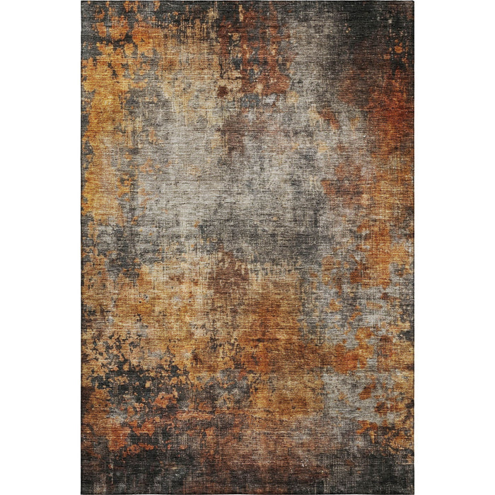 10' X 14' Abstract Washable Area Rug With UV Protection (688388) - Rust / Silver / Gray