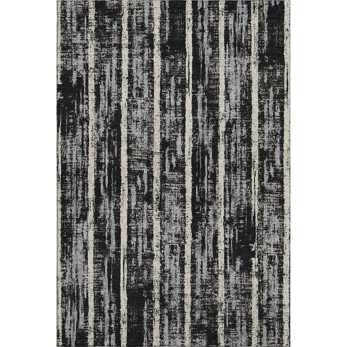 10' X 14' Striped Washable Area Rug With UV Protection (670862) - Black / Beige / Gray