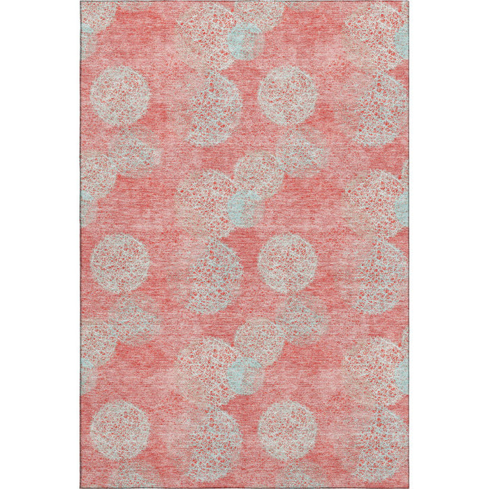 10' X 14' Abstract Washable Area Rug With UV Protection (677207) - Salmon / Ivory