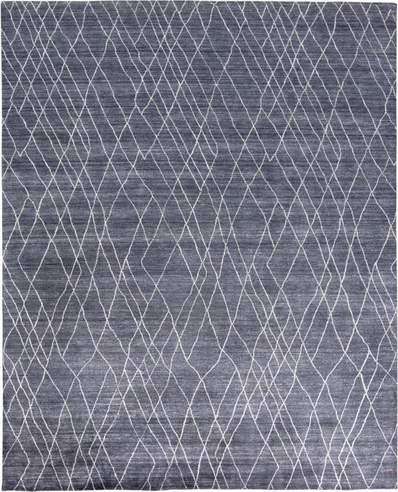 5' x 8' Abstract Hand Woven Viscose Area Rug - Blue And Ivory