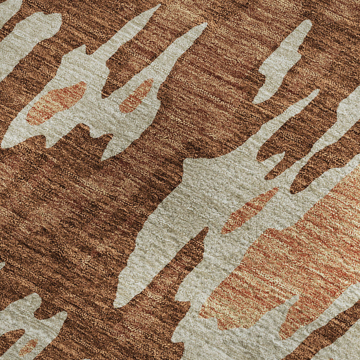 10' X 14' Abstract Washable Area Rug With UV Protection (675864) - Rust / Beige / Peach