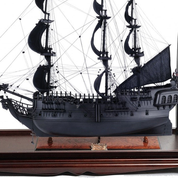 Hand Painted Pirate Table Top Display Model Boat - Black / Pearl