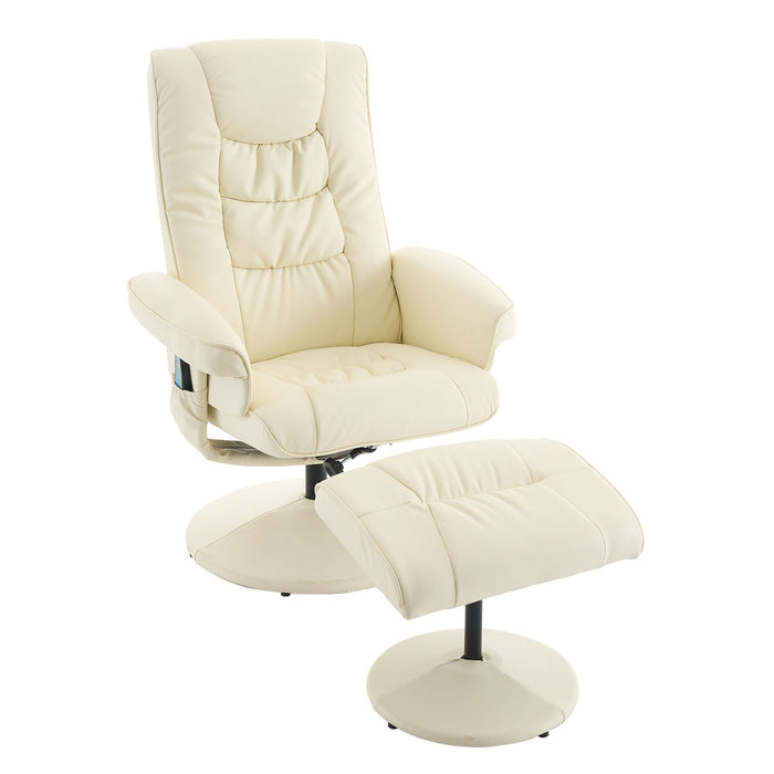 Giga recliner chair with ottoman, 360° swivel lounge chair featuring massage, vibration, and heated seat for relaxation.